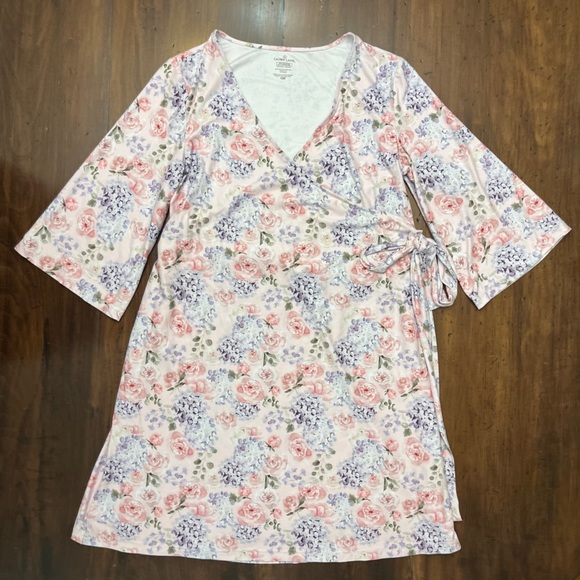 Caden Lane Henlee’s Hydrangea Print Maternity Hospital Robe One Size Floral Chic - Picture 5 of 14
